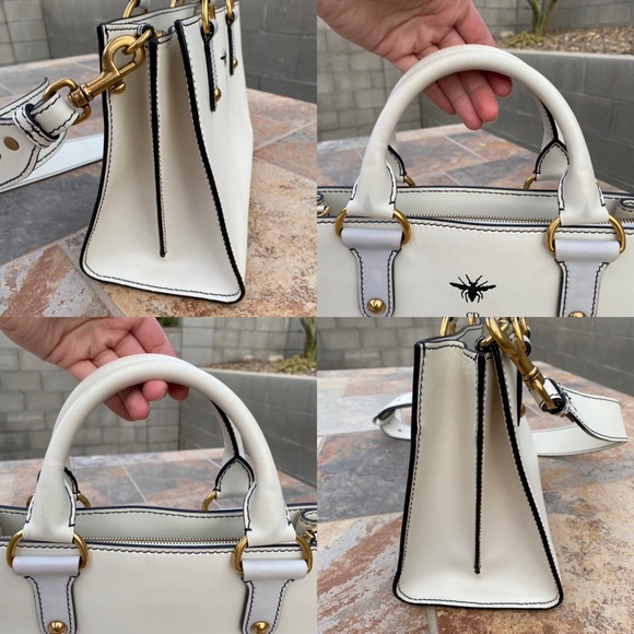 SOLD Christian Dior White Leather D-Bee Top Handle Bag - Picture 10 of 16